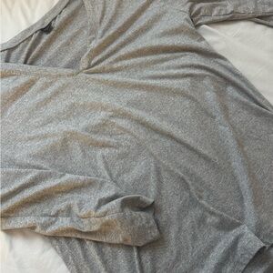 Gray Long Sleeve V Neck